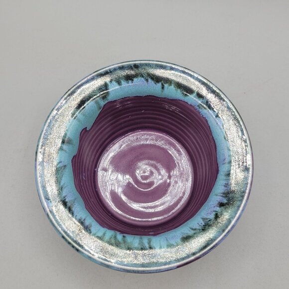 Mountain Kiln Pottery Purple & Blue Hand Thrown Vessel Candleholder Signed - Picture 5 of 7